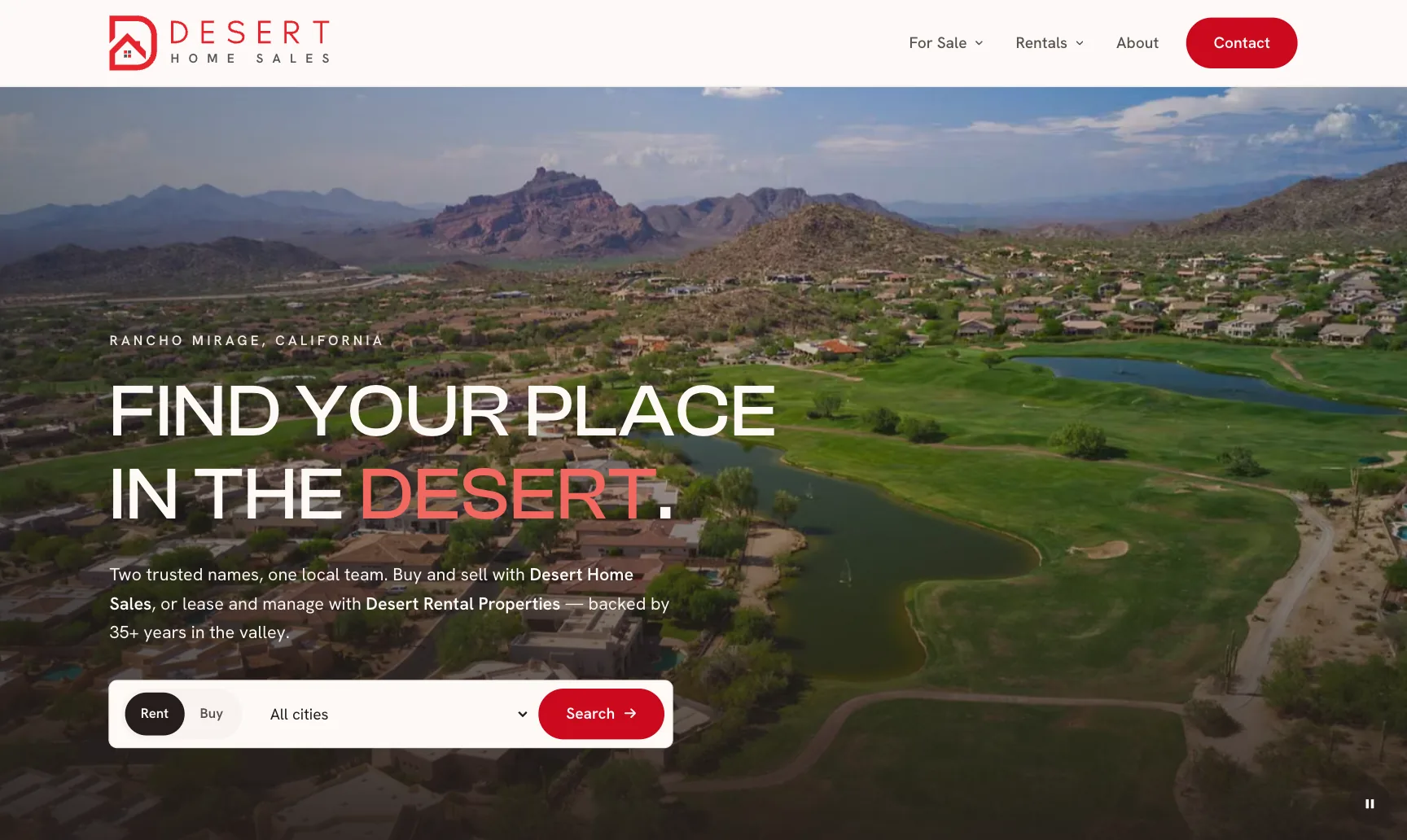 Desert Rental Properties + Home Sales website on MacBook